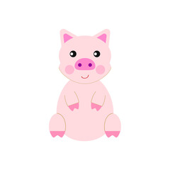 children's illustration of little pig on white background