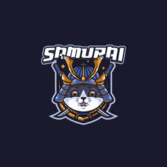 neko samurai Mascot logo template