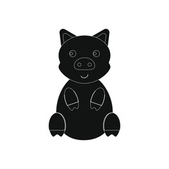 children's illustration of little pig on white background