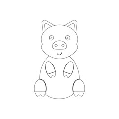 children's illustration of little pig on white background