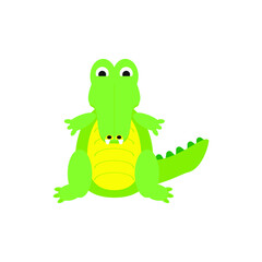 childish illustration of baby crocodile on white background