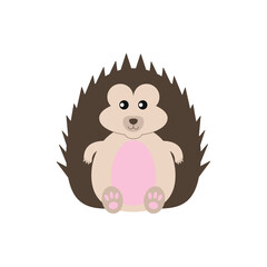 children's illustration of hedgehog on white background