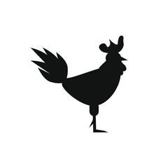 childish illustration of rooster on white background