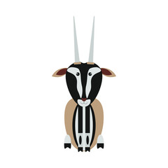 children's illustration of oryx gazelle on white background