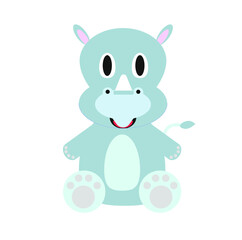 childish illustration of rhinoceros on white background