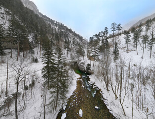winter river canyon in the alps