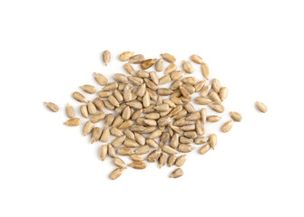 Pile sunflower seeds isolated on white background top view