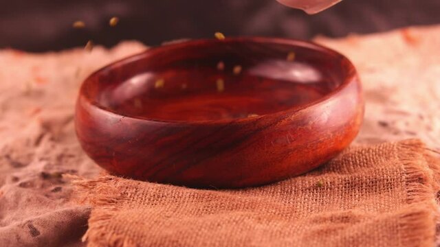 The whole mug or moong is kept on top in a wooden bowl,maash or moong bean heap in wooden bowl,Short HD Quality Video moong or Mung