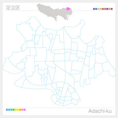 足立区・Adachi-ku・白地図（東京都）