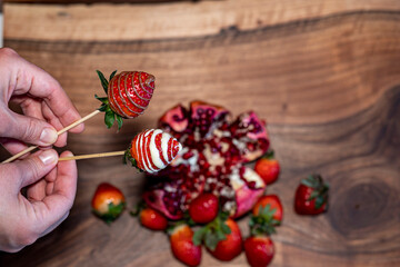 strawberries on sticks