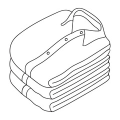 Minimalistic illustration of shirts. Simple modern clothes neatly stacked in a pile. Outline icon isolated on white background.