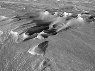 Snowy forms after wind