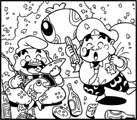 大黒様。布袋様の花見