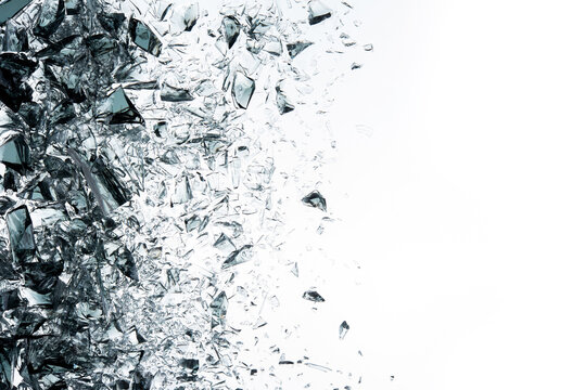 Glass broken explosion on white background photo hi resolution object design
