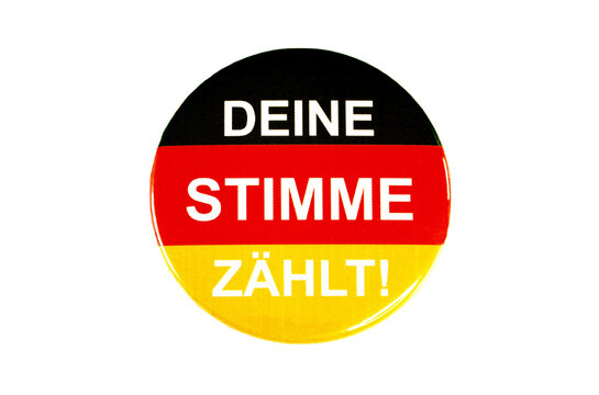 Federal election button Bundestagswahl Germany. Button with statement, your vote matters.