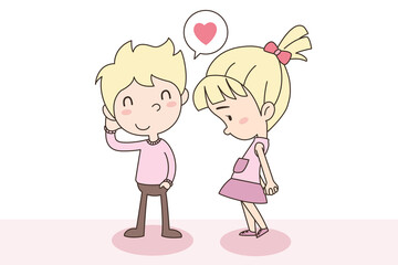 Vector celebratioin of cute boy and girl loving couple. Valentine's concept.