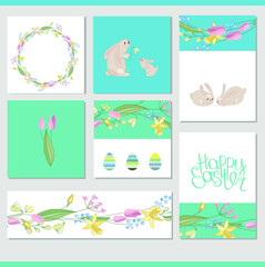 Set with different spring greeting cards. Easter festive templates for your design