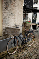 Fototapeta na wymiar bicycle in the street. Elburg, Holland, the Netherlands.