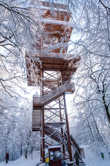 Wieżyca kaszuby wieża zima śnieg las
