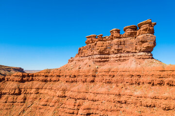 Fototapeta premium Aerial view of red monuments before Monument Valley park. Arizona, USA landscape