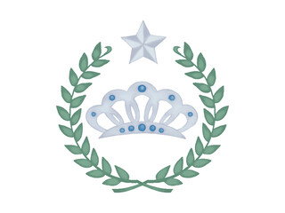 やさしい色の水彩風ティアラ。月桂冠と星付き © patamco