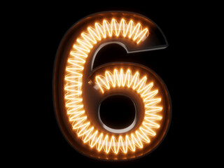 Light bulb spiral digit alphabet character 6 six font