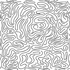 Abstract line seamless pattern isolated on white. Doodle background. Hand drawing line art. Vector stock illustration. EPS 10