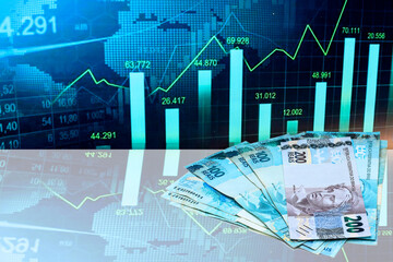Brazilian money over a chart