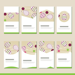 Set with different spring  easter templates with decoration. Cards for your festive design and advertisement