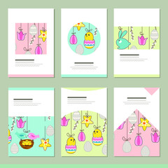 Set with different spring  easter templates with decoration. Cards for your festive design and advertisement