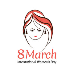 illustration of Happy Women's Day greetings background. Vector template with women for card, poster, flyer and other users . vector illustration eps10 graphic