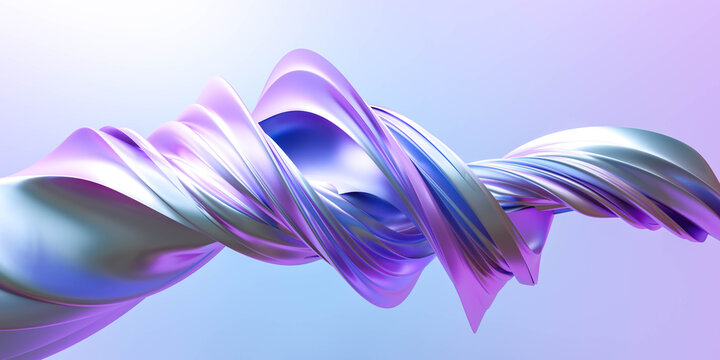 colourful twisted shape with metallic surface 3d render illustration