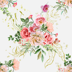 beautiful and elegant floral hand drawn seamless pattern