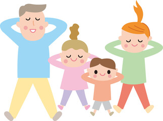 寝転ぶほのぼの家族