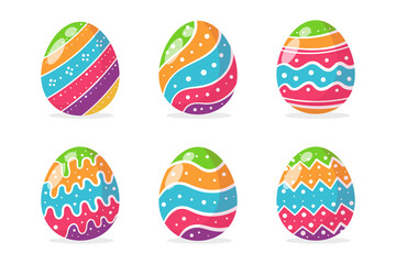 Eggs painted in various colorful patterns For decorating the cards given to the children at Easter.