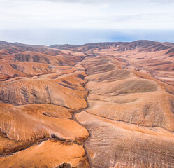 Fuerteventura Mountains and Coastline Aerial View