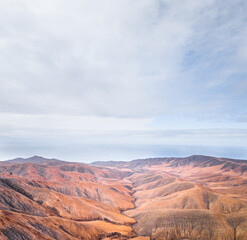 Fuerteventura Mountains and Coastline Aerial View