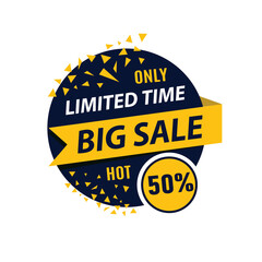 Vector illustration of sales banner. Hot sale with discount text. Sale label or emblem isolated on the white background.