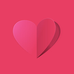 Vector design cpncept valentine day. Love pink background.  Heart paper cut and flip. Vector illustrate.