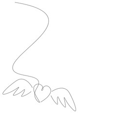 Heart with wings on white background, vector illustration