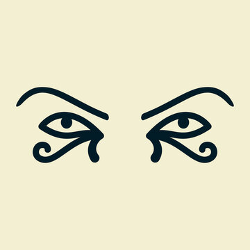 Eye of the sun Ra. Horus. Vector ancient Egyptian icon. Moon eye of Thoth, protection symbol. Amulet egypt pharaoh pyramid.