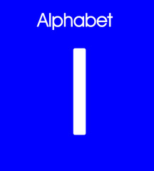 alphabet I with blue background