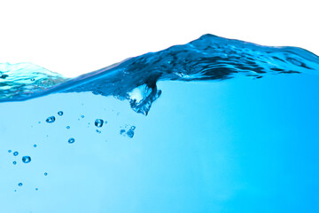 Water waves and bubbles on a white background for design