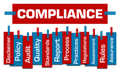 Compliance Red Blue Stuck Stripes Box Word Cloud

