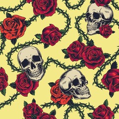 Vintage tattoos seamless pattern