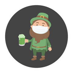 Leprechaun in face mask. Vector illustration.
