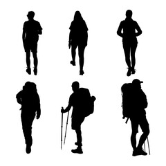 mountaineer climber hiker people, vector silhouette collection