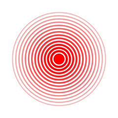 Design element many streak. Isolated bold vector red ring from thin to thick. Pain circle. Symbol throbbing pain