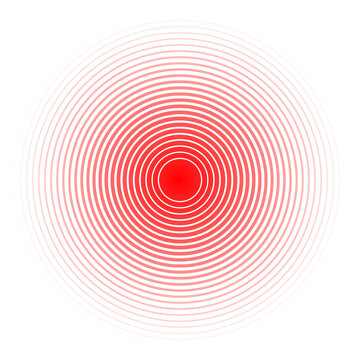 Design element many streak. Isolated bold vector red ring from thin to thick. Pain circle. Symbol throbbing pain