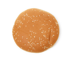 baked round burger bun isolated on white plate